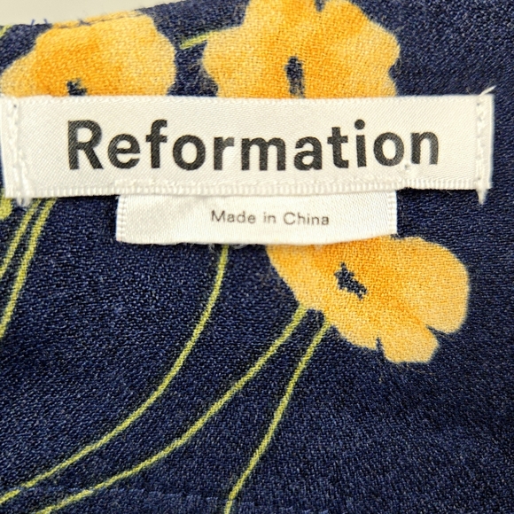 Reformation‎ Wallflower Dress Navy Floral Long Sleeve - Picture 3 of 16